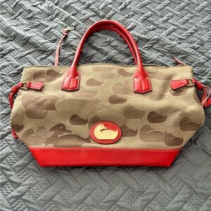 Dooney & Bourke Red/orange and Tan Tote Bag